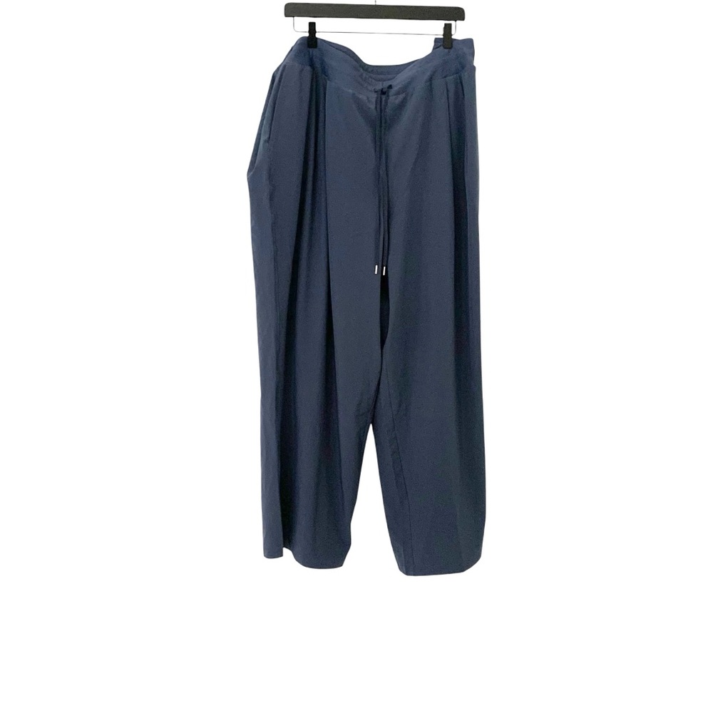 NWT Calia Plus Size 3X Women’s Tie Waist Wide Leg Mid Rise Full Length Blue Pant